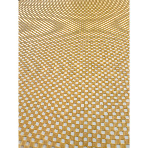 Vintage 70s yellow curtains, soft mesh, funky square geometric weave, pair - Picture 5 of 10